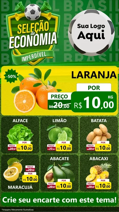 Modelo de Rede Social para Stories com o tema Seleção de Economia - Copa para Hortifrúti