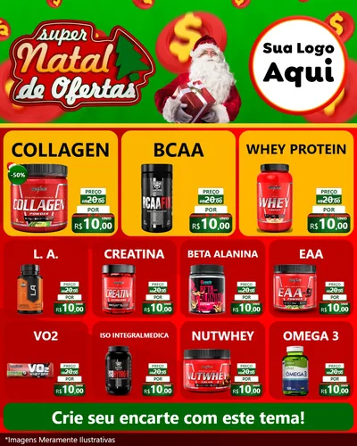 Modelo de Rede Social para Feed Instagram com o tema Super Natal de Ofertas para Suplementos alimentares