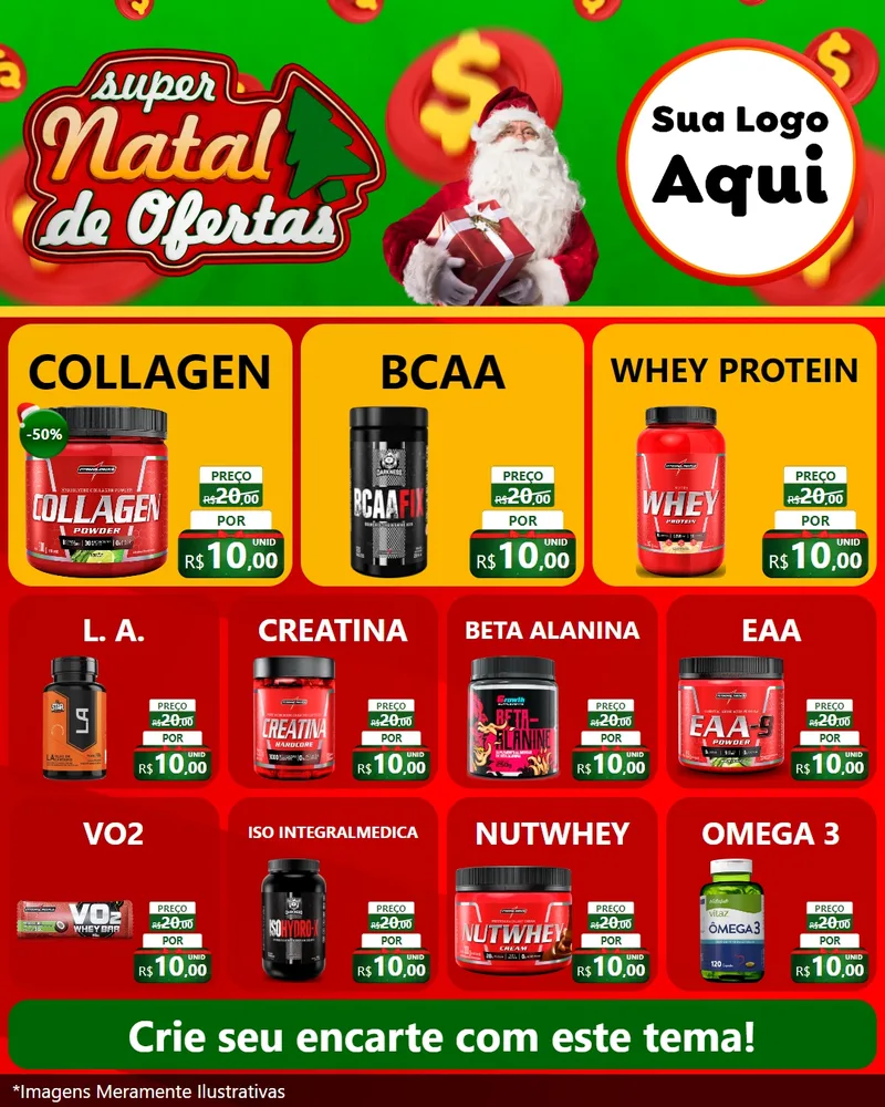 Modelo de Rede Social para Feed Instagram com o tema Super Natal de Ofertas para Suplementos alimentares