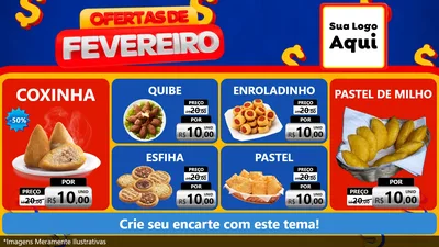 Modelo de TV para TV Horizontal com o tema Ofertas de Fevereiro para Salgadaria