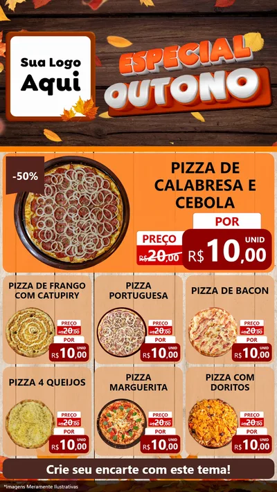 Modelo de Rede Social para Stories com o tema Especial Outono para Pizzaria