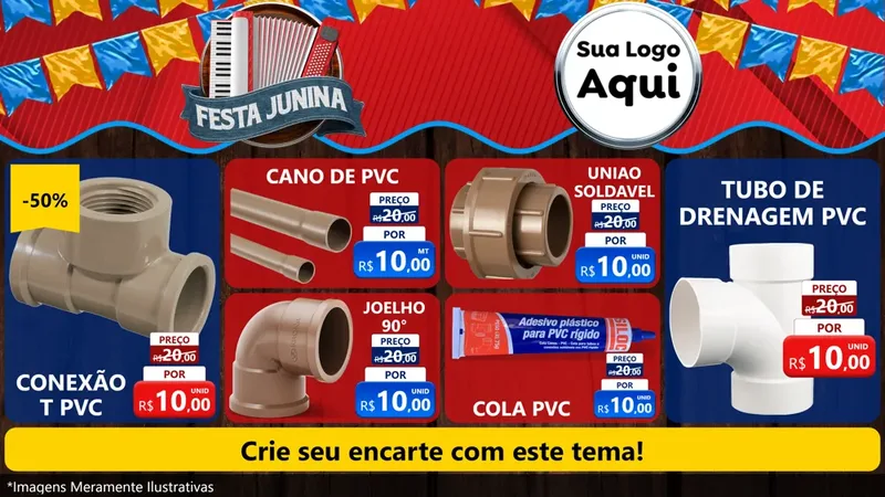 Modelo de TV para TV Horizontal com o tema Festa Junina para Tubos e conexões