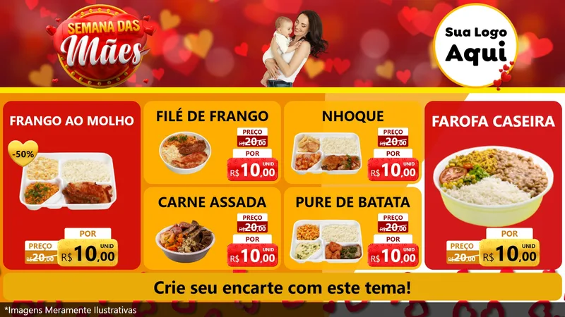 Modelo de TV para TV Horizontal com o tema Semana das Mães para Restaurante