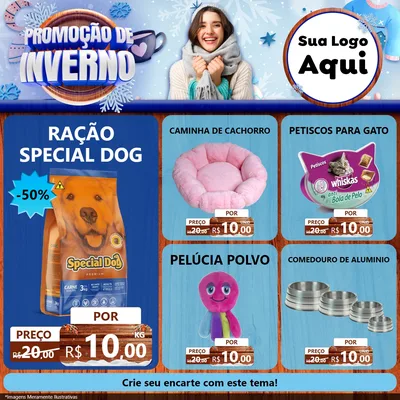 Modelo de Rede Social para Feed Facebook com o tema Promoção de Inverno para Pet Shop