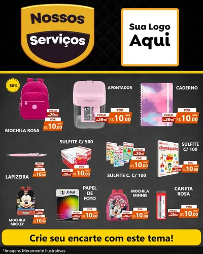Modelo de Rede Social para Feed Instagram com o tema Nossos Serviços para Papelaria