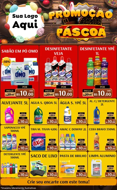 Modelo de Encarte para Encarte Grande com o tema Promoção Páscoa para Produtos de Limpeza