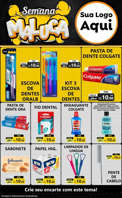 Modelo de Encarte para Encarte Grande com o tema Semana Maluca para Higiene Pessoal