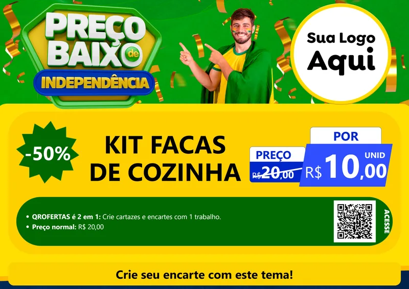 Modelo de Cartaz para Cartaz A4 Horizontal com o tema Preço Baixo de Independência para Utilidades Domésticas