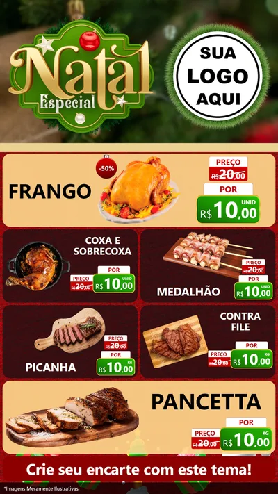 Modelo de TV para TV Vertical com o tema Natal Especial para Assados