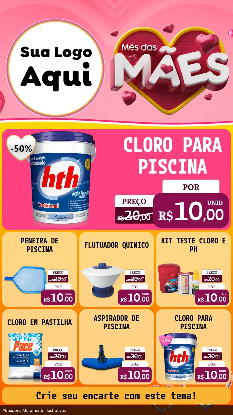 Modelo de Rede Social para Stories com o tema Mês das Mães para Produtos para Piscina