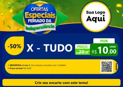 Modelo de Cartaz para Cartaz A4 Horizontal com o tema Ofertas Especiais Feriado da Independência para Hamburgueria