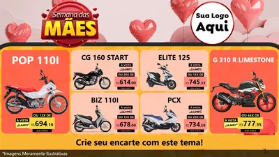 Modelo de TV para TV Horizontal com o tema Semana das Mães para Concessionaria de Motos