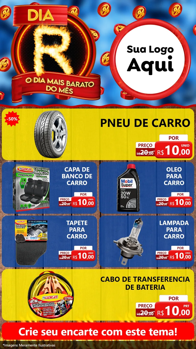Modelo de TV para TV Vertical com o tema Dia R - O Dia Mais Barato Do Mês para Auto peças