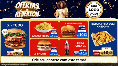 Modelo de TV para TV Horizontal com o tema Ofertas de Réveillon para Hamburgueria