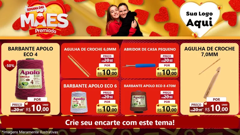 Modelo de TV para TV Horizontal com o tema Semana das Mães Premiada para Armarinho e Aviamentos