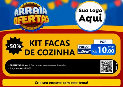 Modelo de Cartaz para Cartaz A4 Horizontal com o tema Arraiá de Ofertas - Junina para Utilidades Domésticas