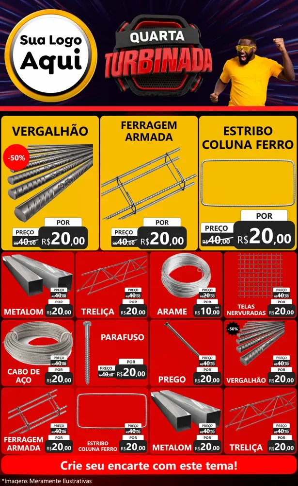 Modelo de Encarte para Encarte Grande com o tema Quarta Turbinada para Ferragens
