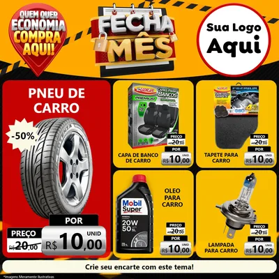 Modelo de Rede Social para Feed Facebook com o tema Fecha Mês para Auto peças