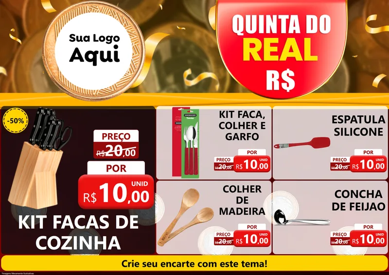 Modelo de Encarte para Encarte A4 Horizontal com o tema Quinta do Real para Utilidades Domésticas
