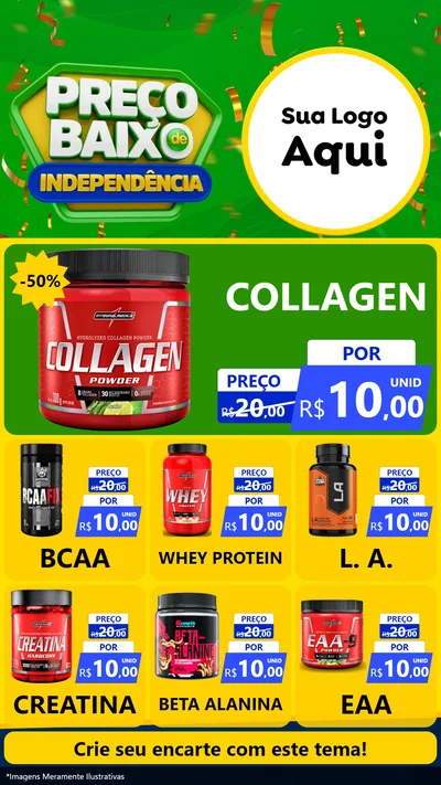 Modelo de Rede Social para Stories com o tema Preço Baixo de Independência para Suplementos alimentares