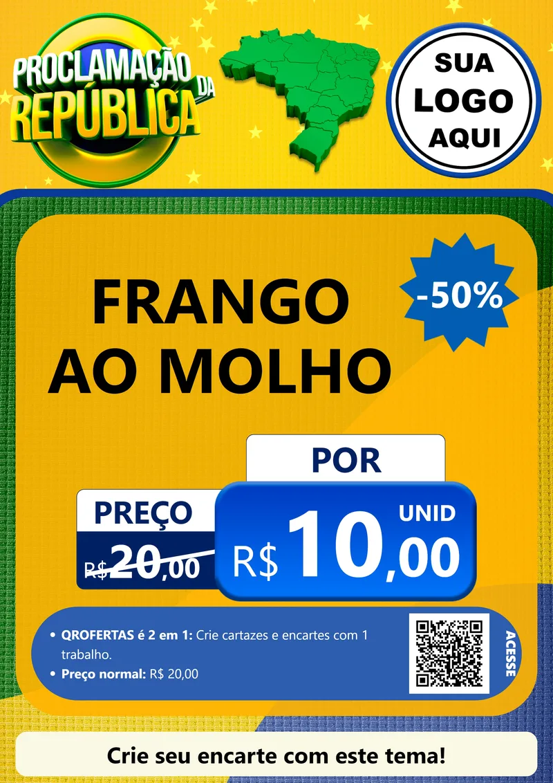 Modelo de Cartaz para Cartaz A4 Vertical com o tema Proclamação da República para Restaurante
