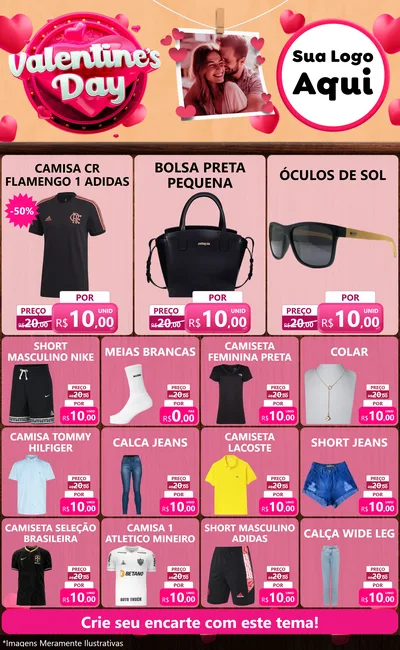 Modelo de Encarte para Encarte Grande com o tema Valentine's Day para Roupas e acessórios