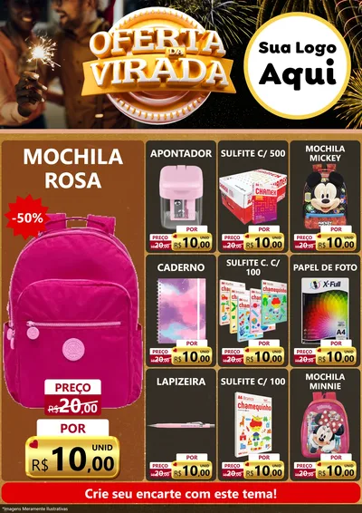 Modelo de Encarte para Encarte A4 Vertical com o tema Oferta da Virada para Papelaria