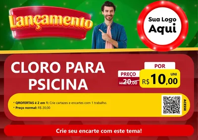 Modelo de Cartaz para Cartaz A4 Horizontal com o tema Lançamento para Produtos para Piscina
