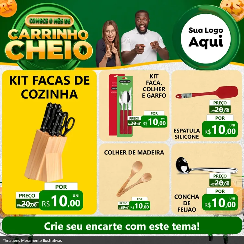 Modelo de Rede Social para Feed Facebook com o tema Carrinho Cheio para Utilidades Domésticas