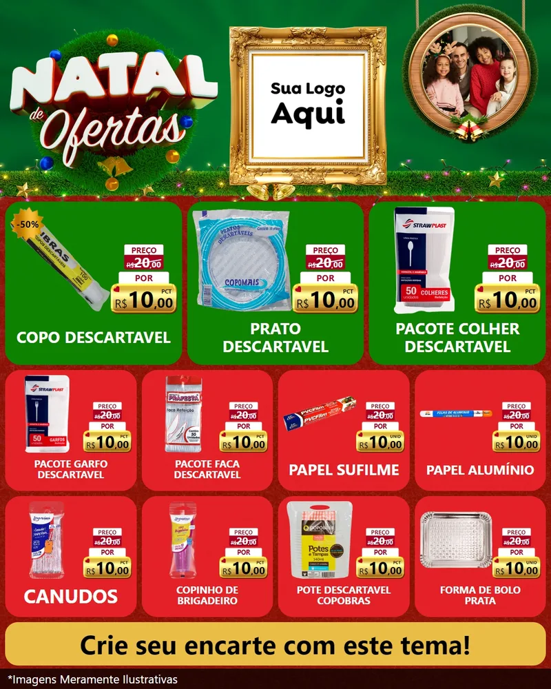 Modelo de Rede Social para Feed Instagram com o tema Natal de Ofertas para Embalagens