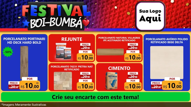 Modelo de TV para TV Horizontal com o tema Festival Boi-Bumbá para Pisos e revestimentos
