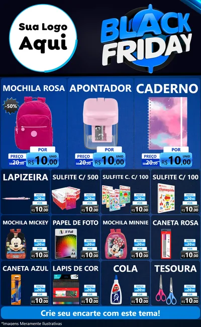 Modelo de Encarte para Encarte Grande com o tema Black Friday para Papelaria