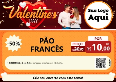 Modelo de Cartaz para Cartaz A4 Horizontal com o tema Valentine's Day para Padaria
