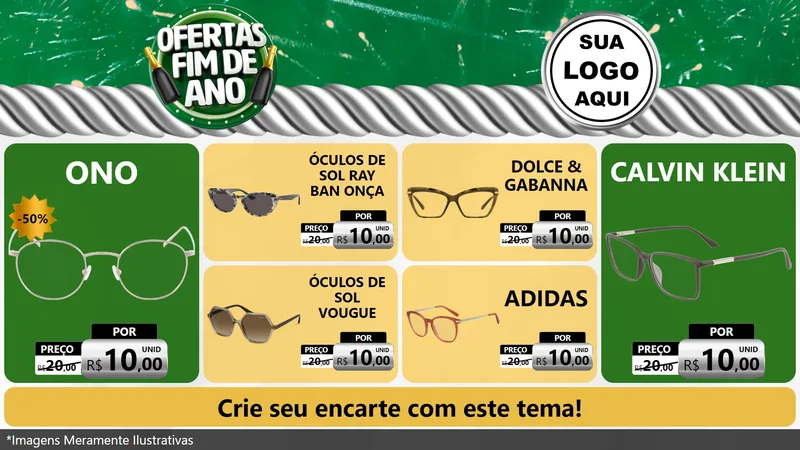 Modelo de TV para TV Horizontal com o tema Ofertas Fim de Ano para Óticas