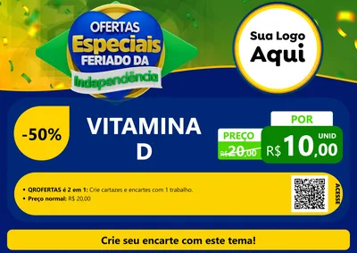 Modelo de Cartaz para Cartaz A4 Horizontal com o tema Ofertas Especiais Feriado da Independência para Farmácia