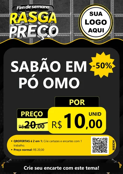 Modelo de Cartaz para Cartaz A4 Vertical com o tema Fim de Semana Rasga Preço para Produtos de Limpeza