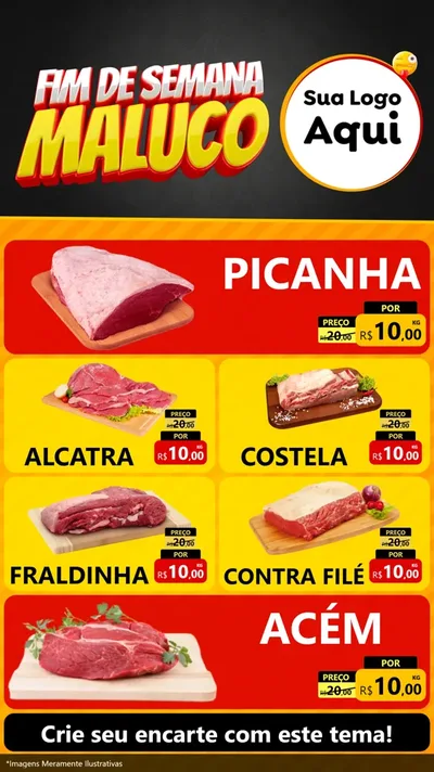 Modelo de TV para TV Vertical com o tema Final de Semana Maluco para Açougue