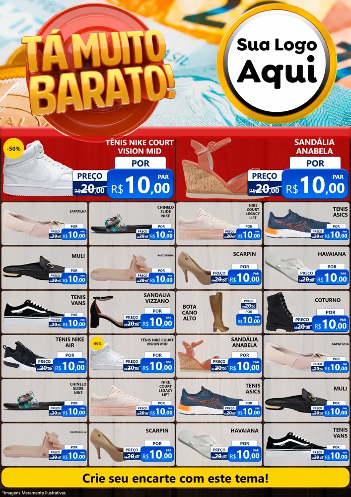 Modelo de Encarte para Encarte A4 Vertical com o tema Está Muito Barato para Calçados