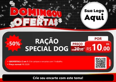 Modelo de Cartaz para Cartaz A4 Horizontal com o tema Domingou de Ofertas para Pet Shop