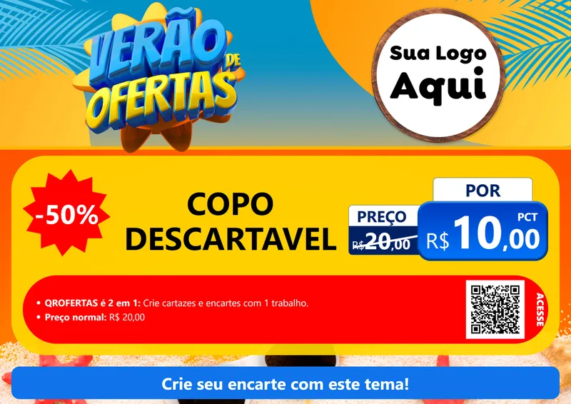 Modelo de Cartaz para Cartaz A4 Horizontal com o tema Verão de Ofertas para Embalagens