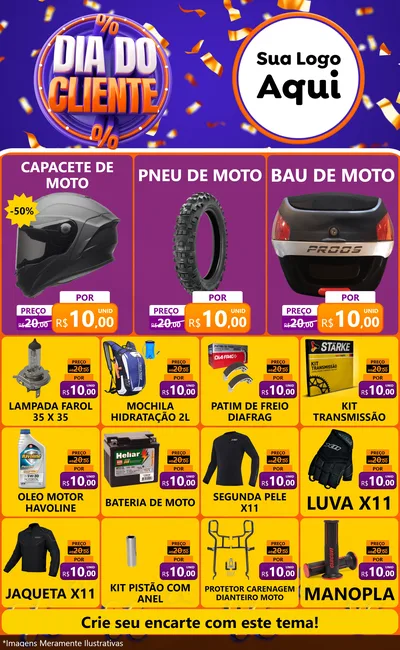 Modelo de Encarte para Encarte Grande com o tema Dia do Cliente para Moto peças