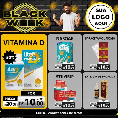 Modelo de Rede Social para Feed Facebook com o tema Black Week para Farmácia