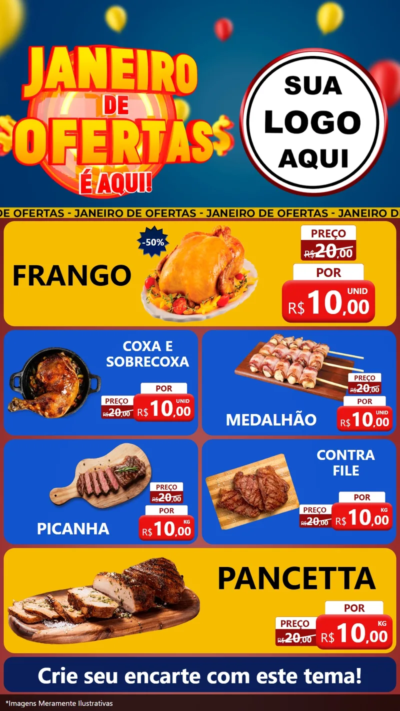 Modelo de TV para TV Vertical com o tema Janeiro de Ofertas É Aqui! para Assados