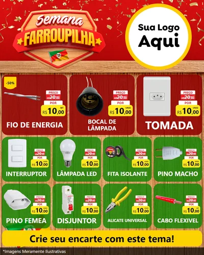 Modelo de Rede Social para Feed Instagram com o tema Semana Farroupilha para Materiais Elétricos