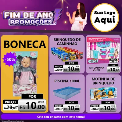 Modelo de Rede Social para Feed Facebook com o tema Fim de Ano Promoções para Brinquedos