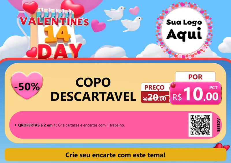 Modelo de Cartaz para Cartaz A4 Horizontal com o tema Valentine's Day para Embalagens