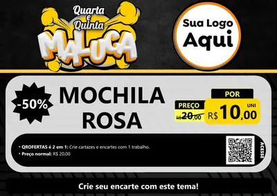 Modelo de Cartaz para Cartaz A4 Horizontal com o tema Quarta e Quinta Maluca para Papelaria
