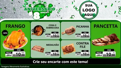 Modelo de TV para TV Horizontal com o tema Promoção de Aniversário - 8 Anos para Assados