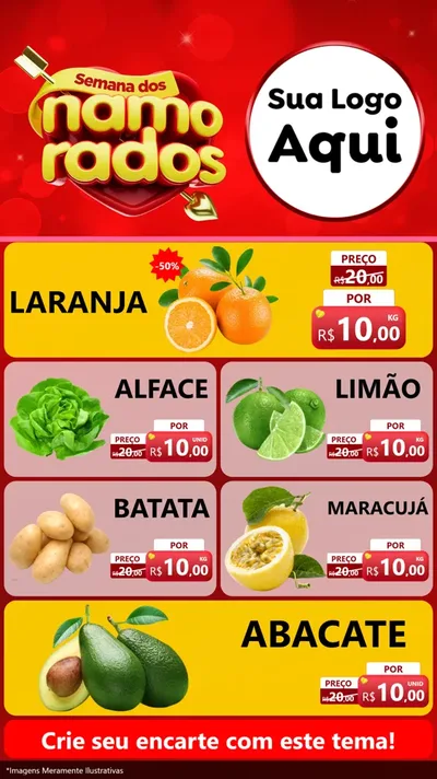 Modelo de TV para TV Vertical com o tema Semana dos namorados para Hortifrúti