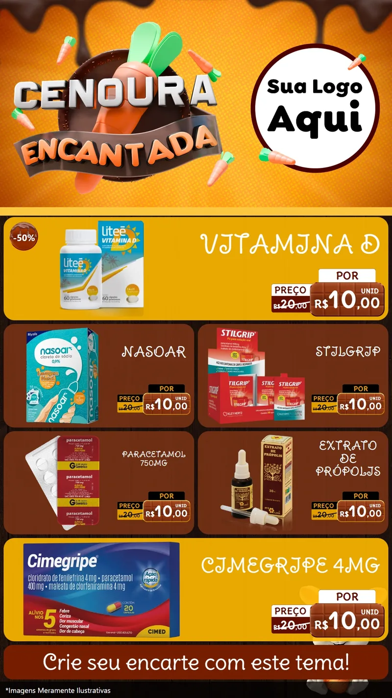 Modelo de TV para TV Vertical com o tema Cenoura Encantada - Páscoa para Farmácia